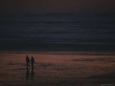 Buy A Couple Strolls Along a Beach on the Olympic Peninsula at Twilight at AllPosters.com