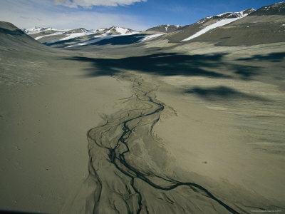 Aerial View of the Onyx River Flowing Through Wright Valley