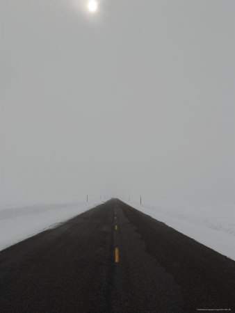 Buy A Road Cleared of Snow Leads Toward the Horizon at AllPosters.com