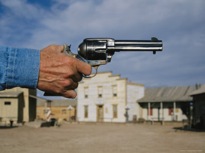 A Close View of a Sixshooter Accentuates This Western Movie Location