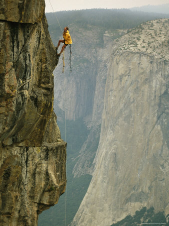 Climber Makes his Way up a Rock Face to Taft Point