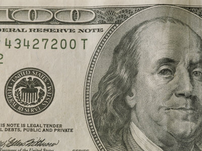Portrait of Benjamin Franklin on the One Hundred Dollar Bill