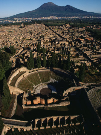 View over Pompeii toward Mount Vesuvius