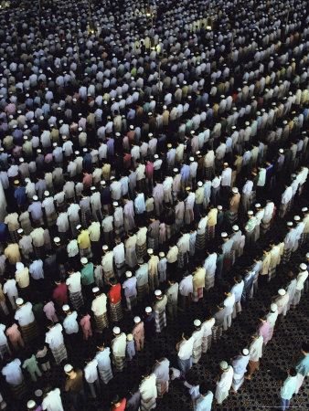 Islamic Men Praying in a Mosque, Malaysia
