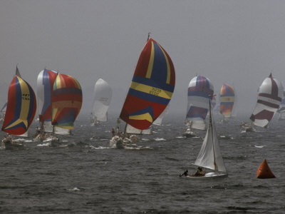 Buy Spinnakered Boats Race in the Plattsburgh Mayor's Cup, Lake Champlain at AllPosters.com