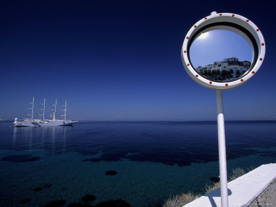 Mykonos Harbor Through Mirror, Greece