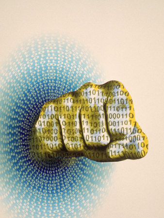 Hand Punching Through Binary Code