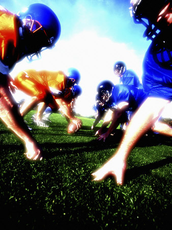 Team of Football Players on a Football Field Poster