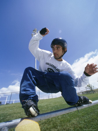 Rollerblader on a Railing Poster