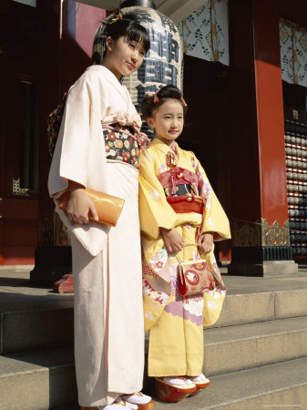 Mother and Daughter Dressed in Kimono, Shichi-Go-San Festival