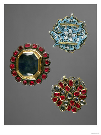 Selection of Costume Brooches Set with Semi Precious Stones, Moscow, Early 18th Century