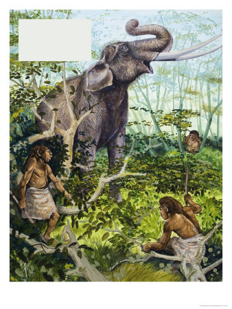 Stone Age Man and Elephant