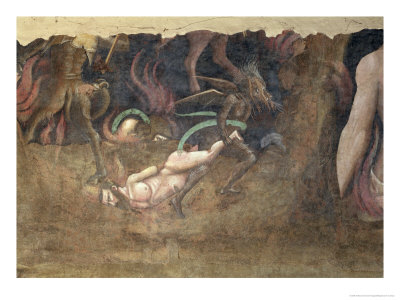 The Triumph of Death, Detail of a Devil Carrying Away a Sinner Into Hell, 1348