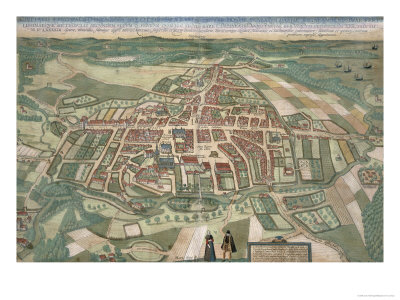 Map of Odense, from Civitates Orbis Terrarum by Georg Braun