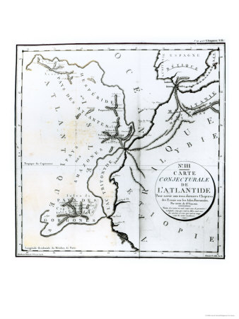 Map of the Island of Atlantis, Bory of St-Vincent and Engraved by E. Collin