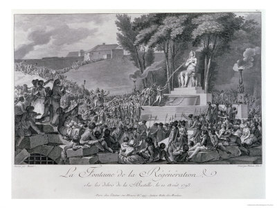 The Fountain of Regeneration over the Ruins of the Bastille, Engraved by Helman