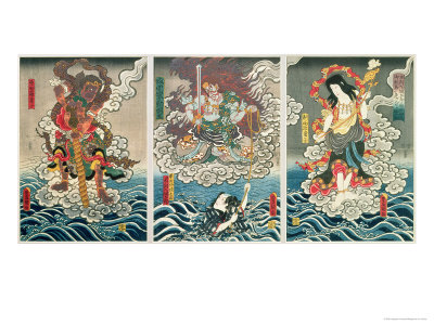 The Actor Ichikawa Ebizo V as the Deity Fudo Myoo Rescuing Ichikawa Danjuro VIII, c.1850