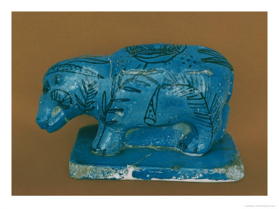 Blue Hippopotamus with Black Decoration, from Dra Aboul Naga, Middle Kingdom
