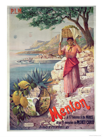 Travel Poster Advertising the Paris-Lyon-Mediterranee Train Line on the Cote D
