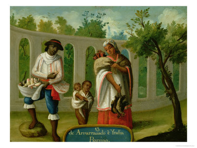 Arvarrasado and Barsino Indian Couple with Their Children, Series on Mixed Race Marriages, Mexico