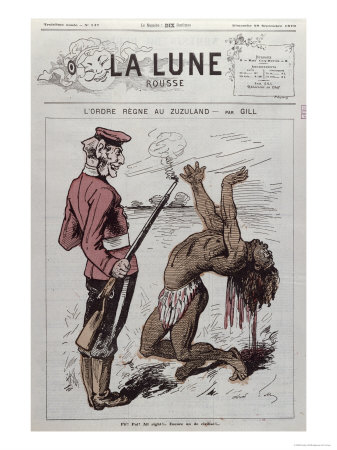 Order Reigns in Zuzuland, Caricature, English Colonisation of South Africa, La Lune Rousse, 1879
