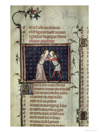 Youth and Love Embracing, from Le Roman de La Rose by Guillaume de Loris and Jean de Meung