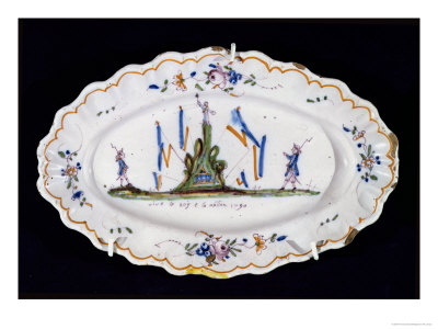 Oval Plate with the Inscription Vive Le Roi et La Nation 1790, Nevers Workshop