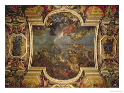 The King Taking Maastricht 1673 and Passage on the Rhine 1672, Ceiling, Galerie Des Glaces, 1678-86