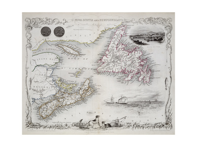 Nova Scotia and Newfoundland, Series of World Maps, c.1850 Poster