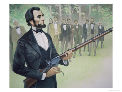 President Abraham Lincoln Test-Fires the Spencer Seven-Shot Repeater Rifle in August 1863