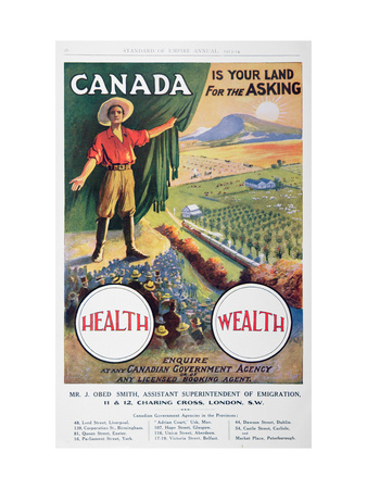 Poster Promoting Emigration to Canada, 1914