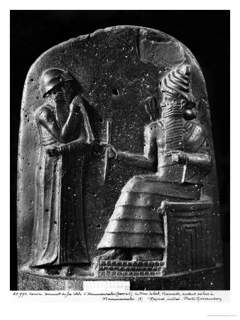 Code of Hammurabi, the God Shamash Dictating Laws to Hammurabi, King of Babylon, Susa, c.1750 BC
