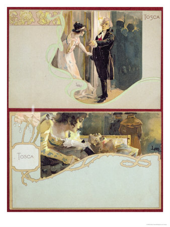 Postcards Illustrating Scenes from the Opera Tosca by Puccini, c.1900