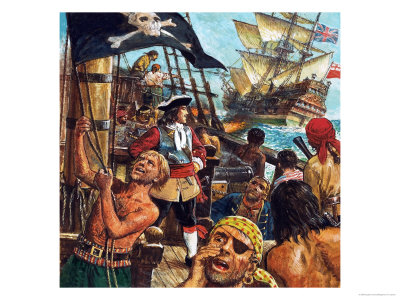 Pirates Raising the Skull and Crossbones