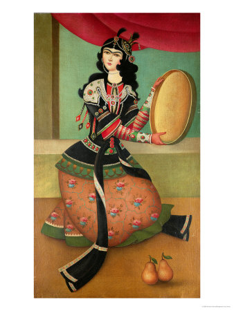 Dancing Girl with a Tambourine, Qajar School