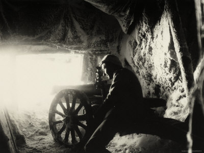 Italian Soldier in a Snow Cave on Monte Nero During World War I