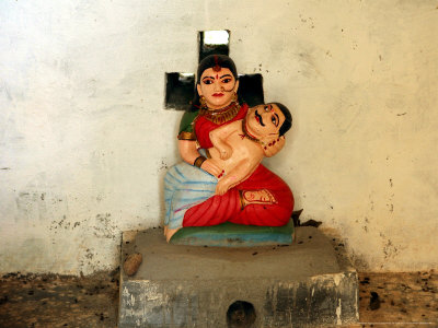 A Statue of a Woman Who Committed Sati 60 Years Ago Cradling Her Husband