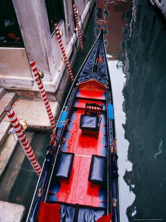 Gondola Docked in Venice, Italy