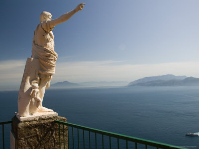 Ceasar Statue Above the Bay of Naples, Ceasar Augustus Hotel, Anacapri, Capri, Campania, Italy