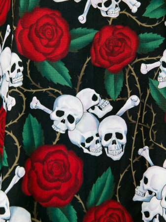 Day of Dead Fabric, Olvera Street Market, El Pueblo de Los Angeles, Los Angeles, California, USA