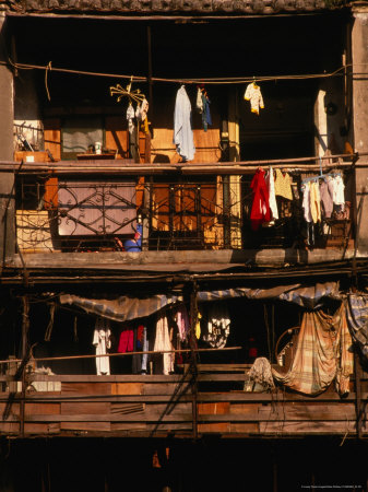 Balconies of Apartment Building in Sheung Wan, Hong Kong