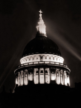 St. Paul's Cathedral in London Lit up at Night for Victory Day Celebrations, June 1946