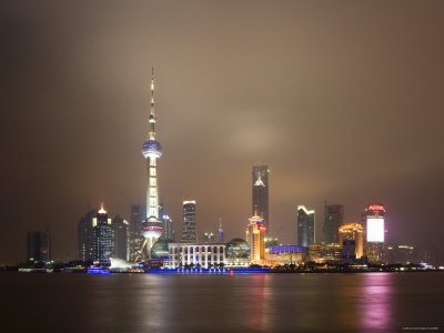 China, Shanghai, Pudong Skyline Across Huangpu River