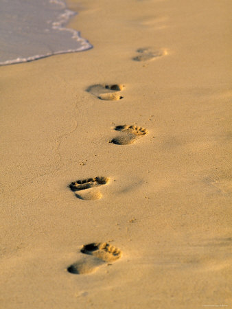 Footprints in Sand, Tropical Beach, Maldives