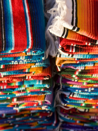 Blankets in Market, Local Craft, San Cristobal de Las Casas, Chiapas Province, Mexico