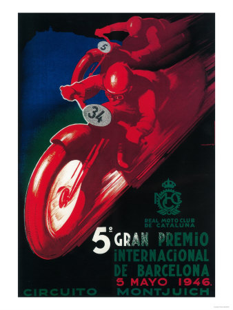 Barcelona, Spain - 5 Gran Premio InterNational Motorcycle Poster Poster