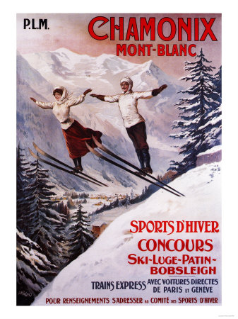 Chamonix Mont-Blanc, France - Skiing Promotional Poster