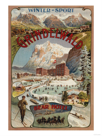Buy Grindelwald, Switzerland - View of the Bear Hotel Promotional Poster at AllPosters.com