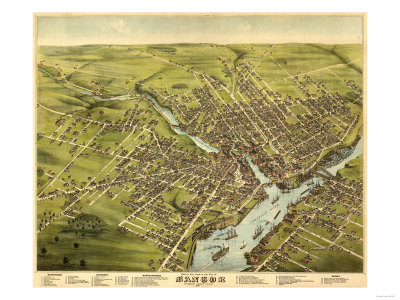 Historical map of Bangor, Maine.