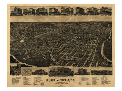 Fort Worth, Texas - Panoramic Map
